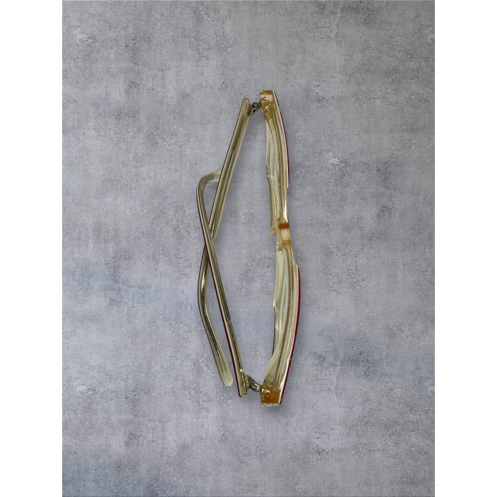 Fabrege Eyeglass FRAMES ONLY Women Red Clear Yellow Vintage Square 41